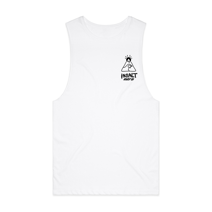 INSALT SURF CO LOGO - WHITE MUSCLE (front only)